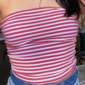 Striped Strapless Crop Top